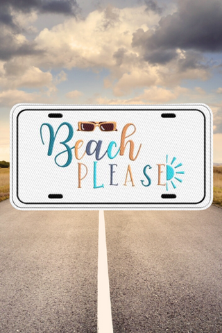 Beach Please License Embroidered Patch