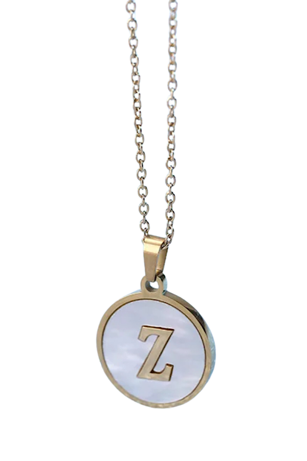 Gold Pearl Initial Necklace Z