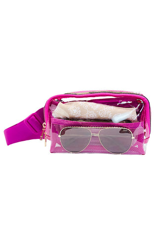 Hot Pink Clear Adjustable Belt Bag