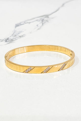 Natural Elements Gold CZ Bangle Bracelet