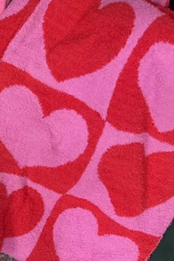 Hot Pink Luxury Heart Blanket