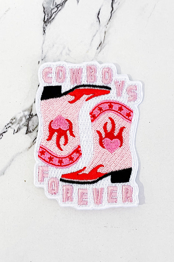 Pink Cowboys Forever Embroidered Patch