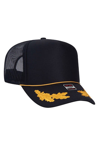 OTTO Black Gold Leaf Brim Trucker Hat
