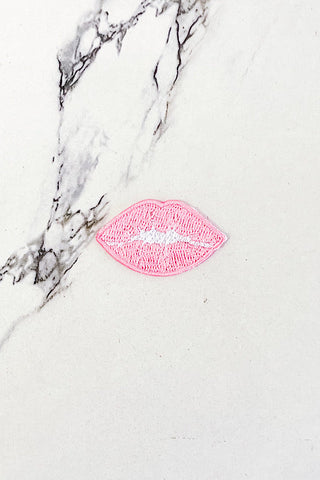 Pink Kiss Embroidered Patch