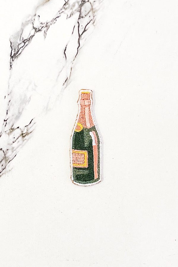 Champagne Bottle Embroidered Patch