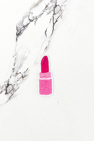 Pink Lipstick Embroidered Patch