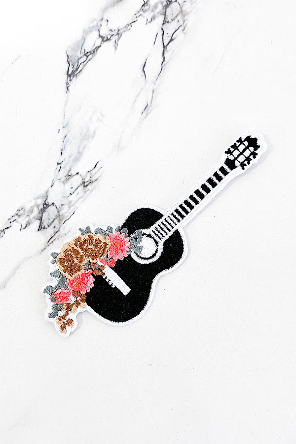 Floral Guitar Embroidered Patch