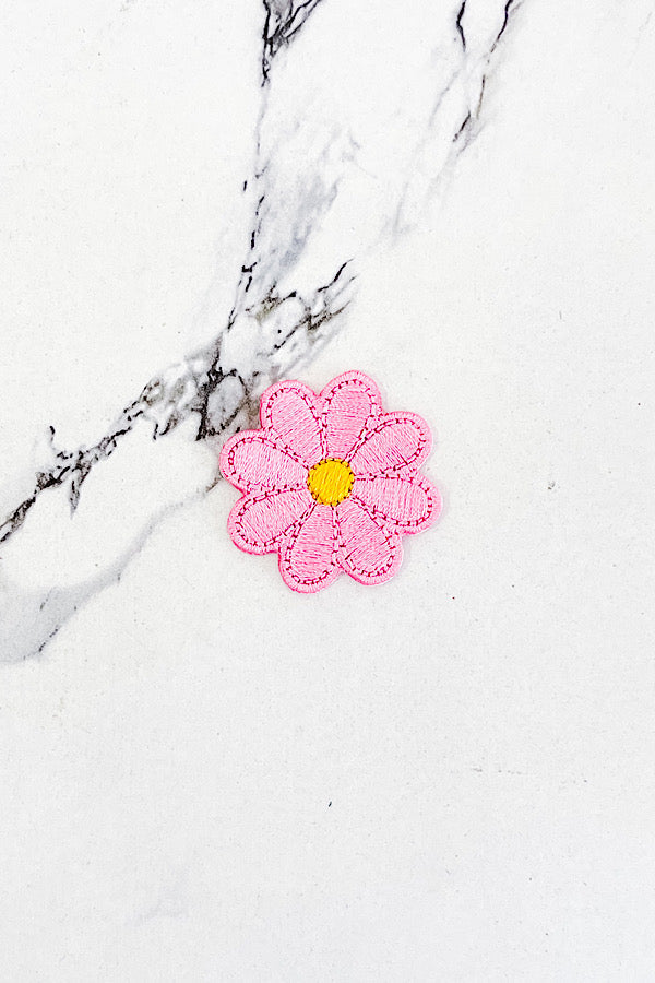 Pink Daisy Embroidered Patch