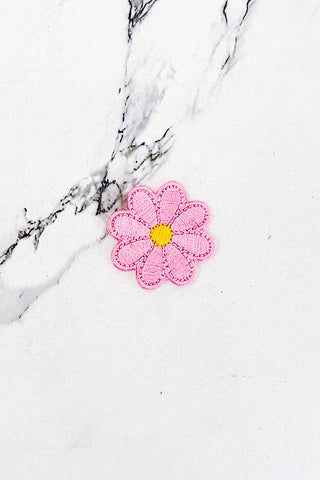 Pink Daisy Embroidered Patch