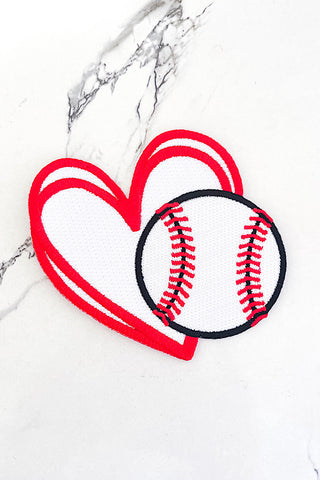 Baseball Heart Embroidered Patch