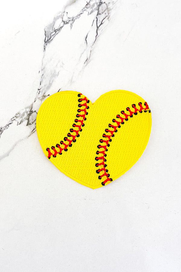 Softball Heart Embroidered Patch
