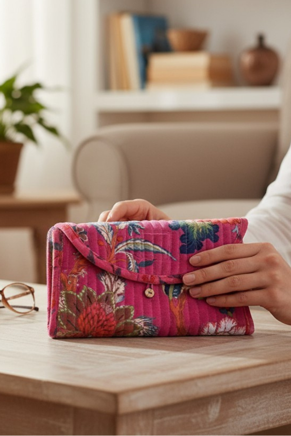 ETA 11/3 - Cora Pink Velvet Jewelry Pouch