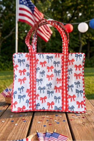 ETA 6/1 - Americana Red and Blue Bow Tote Bag