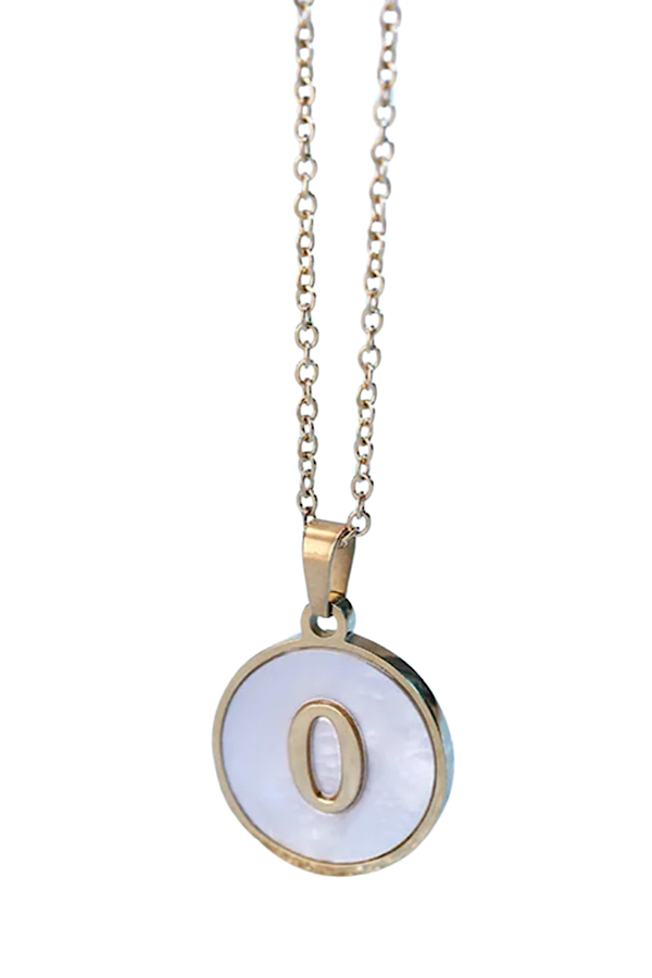 Gold Pearl Initial Necklace O - ETA 3/15