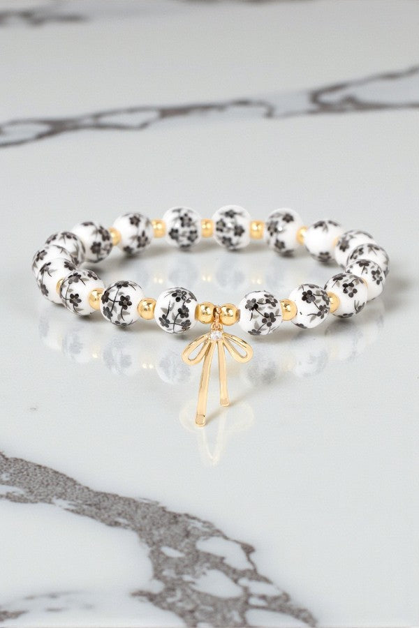 ETA 1/23 - Jen Black Floral Bow Beaded Bracelet