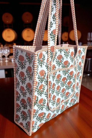 Monroe Orange Floral Tote Bag