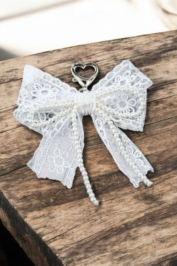 Floral Lace Bow Purse Charm