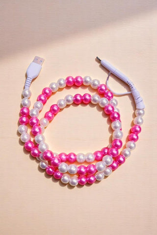 ETA 5/12 - Pink and White Pearl Cord Phone Charger
