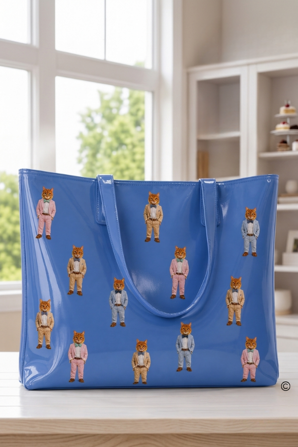 ETA 10/15-10/29 Oliver the Purrfect Gentleman Blue Vinyl Tote©
