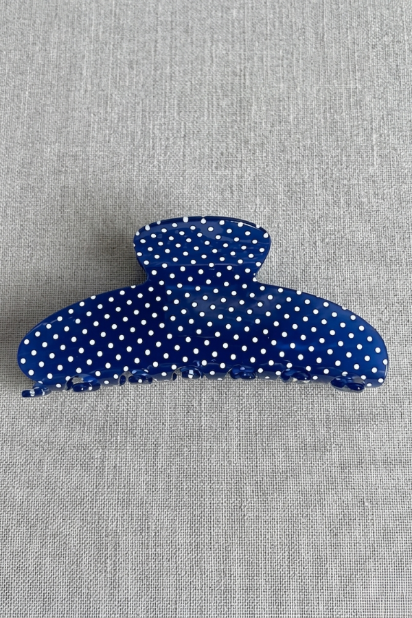 Navy Polka Dot Claw Clip