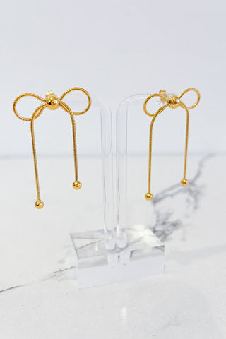 Natural Elements Gold Dangle Bow Earrings - ETA 2/1