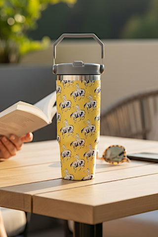 30 oz Yellow Retro Western Print Tumbler