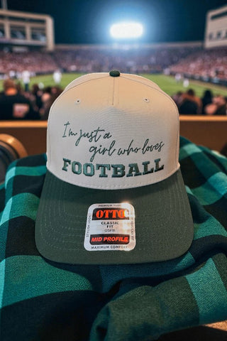 Just a Girl Football Khaki/Green Embroidered Hat