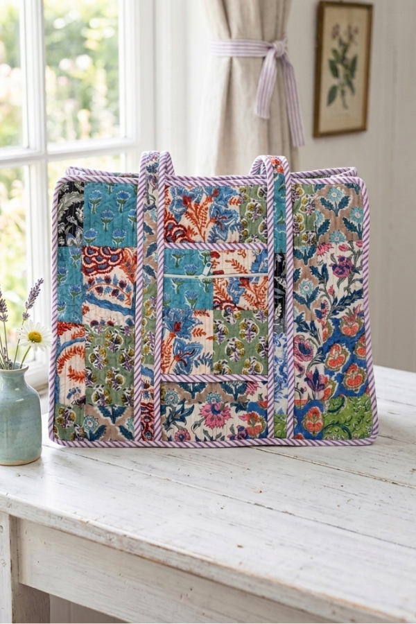 ETA 7/20 - Sadie Floral Patchwork Print Tote Bag
