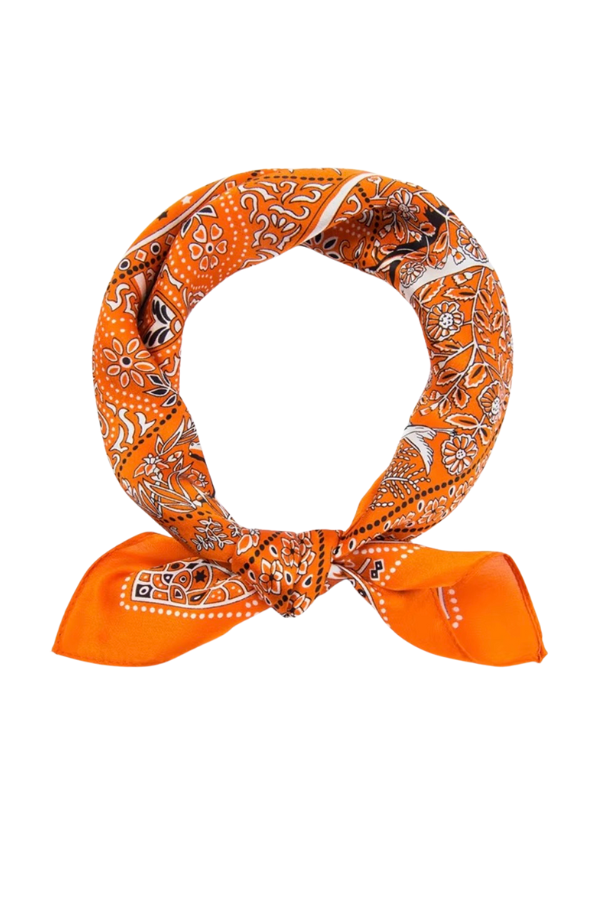 Orange Bandana Print Scarf