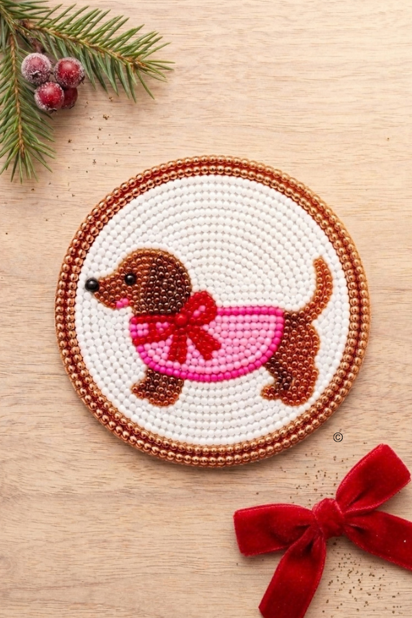 ETA 10/19-11/9 Santa's Sidekick Beaded Coaster