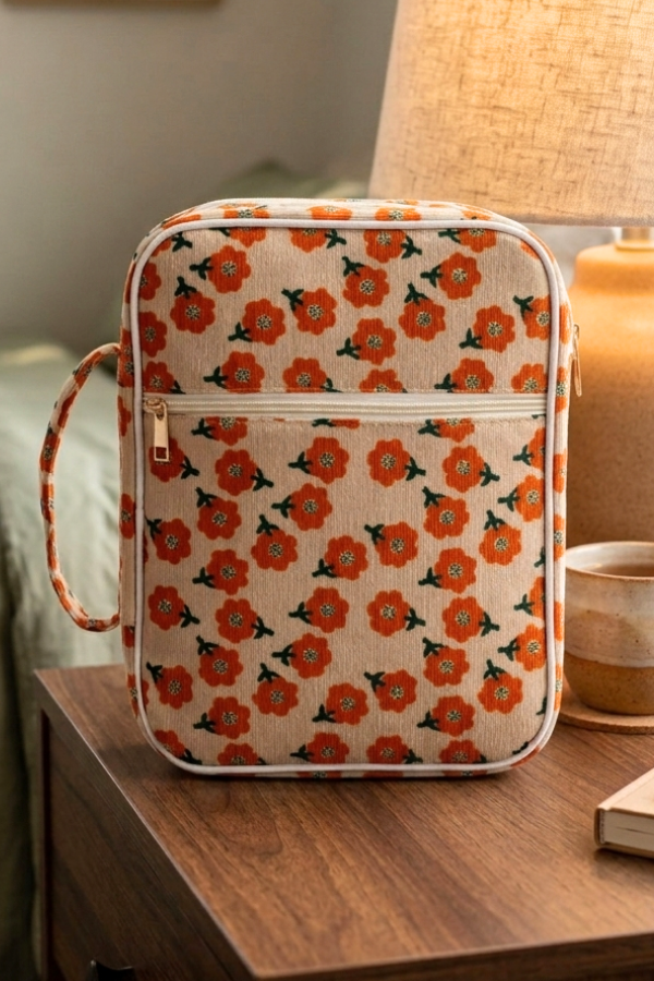 ETA 7/15 - Joanna Orange Floral Zipper Bible Cover