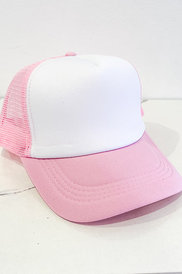 Pink White Blank Trucker Hat