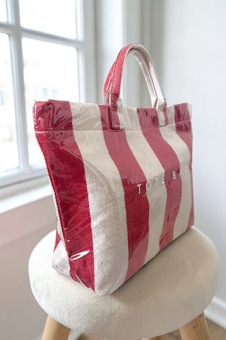 ETA 4/20 - Red and Beige Striped TOTE BAG