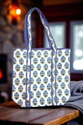ETA 10/6 - Emma Blue and White Floral Tote Bag