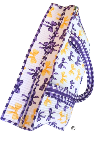ETA 7/14 - Sideline Social Purple and Yellow Bow Tote Bag