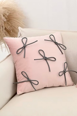 ETA 2/10 - Madeline Pink with Gray Bows Pillow