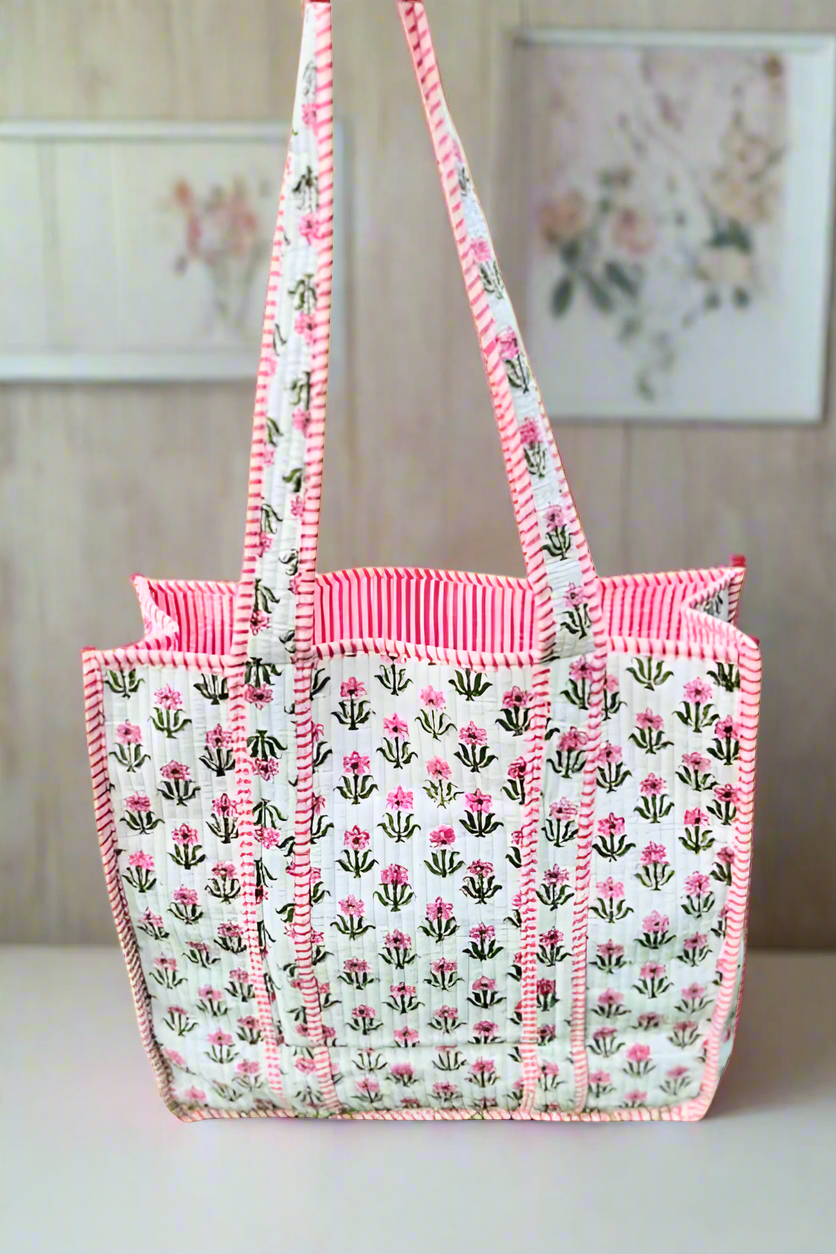 ETA 5/15 - Sutton Pink and White Floral Tote Bag