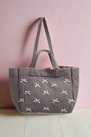 ETA 2/11 - Kayla Gray with Pink Bows Tote Bag