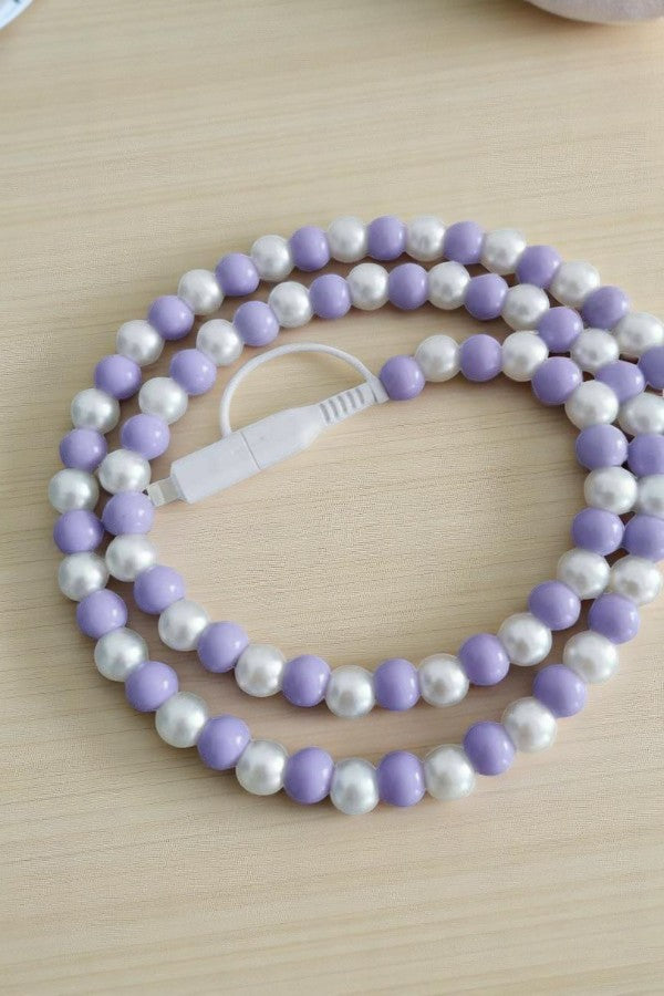 ETA 5/12 - Purple and White Beaded Cord Phone Charger