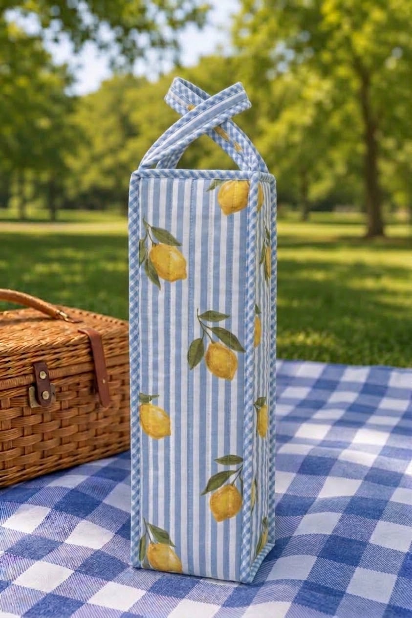 ETA 10/15-10/29 The Citrus Spritz Lemon Print Wine Tote