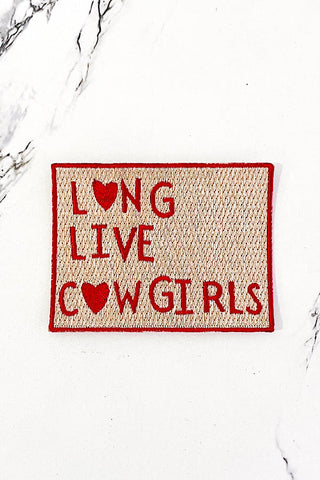 Red Long Live Cowgirls Embroidered Patch