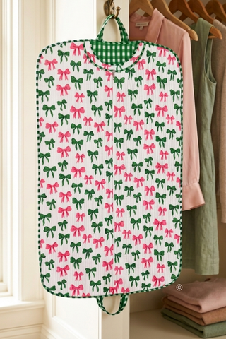 ETA 7/30-8/13 Southern Belle Pink and Green Bow Garment Bag