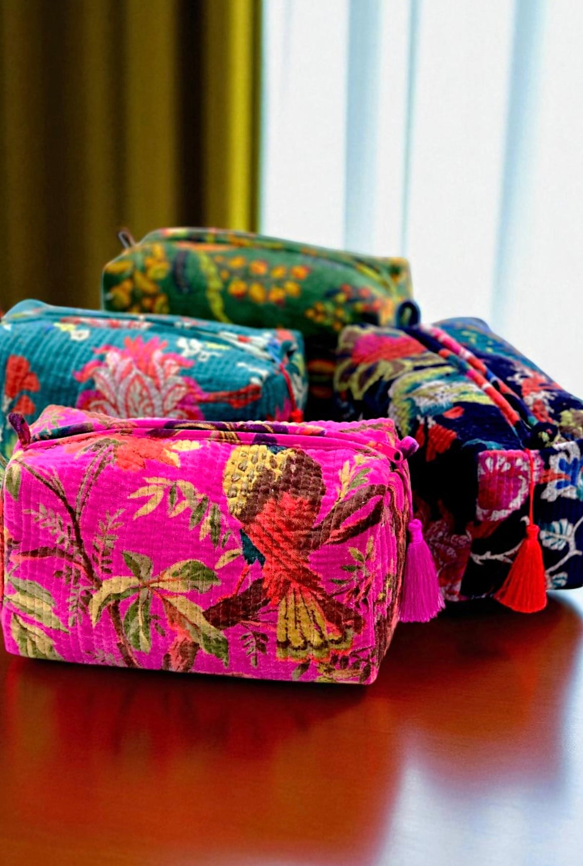 ETA 10/10 - Adeline Velvet Floral Cosmetic Bags