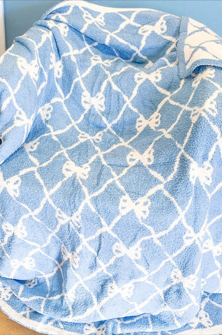 ETA 9/25 - Blue and White Bow Luxury Blanket