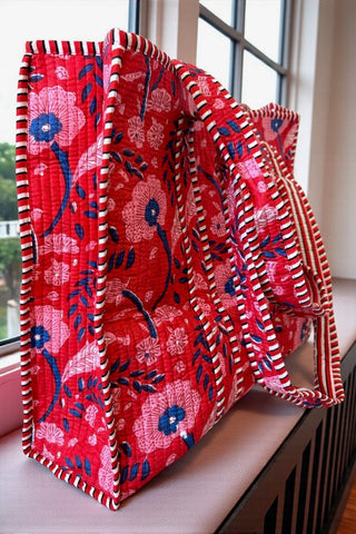 ETA 6/29 - Scarlet Blooms Floral Tote Bag