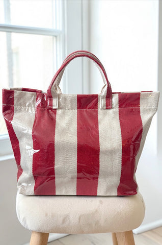 ETA 4/20 - Red and Beige Striped TOTE BAG