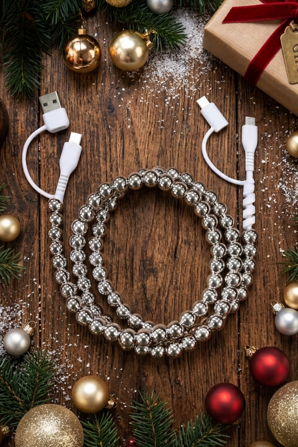 ETA 8/24-9/7 Silver Beaded Charging Cord