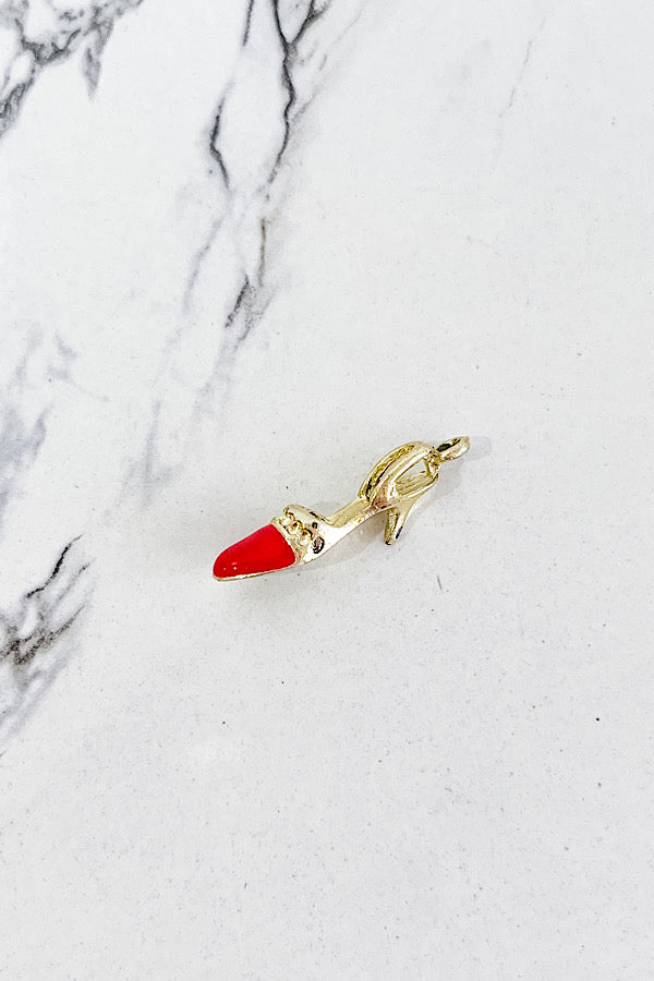Gold Red Heel Charm