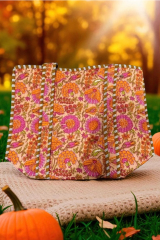 ETA 9/12 - Rue Orange Floral Patterned Tote Bag