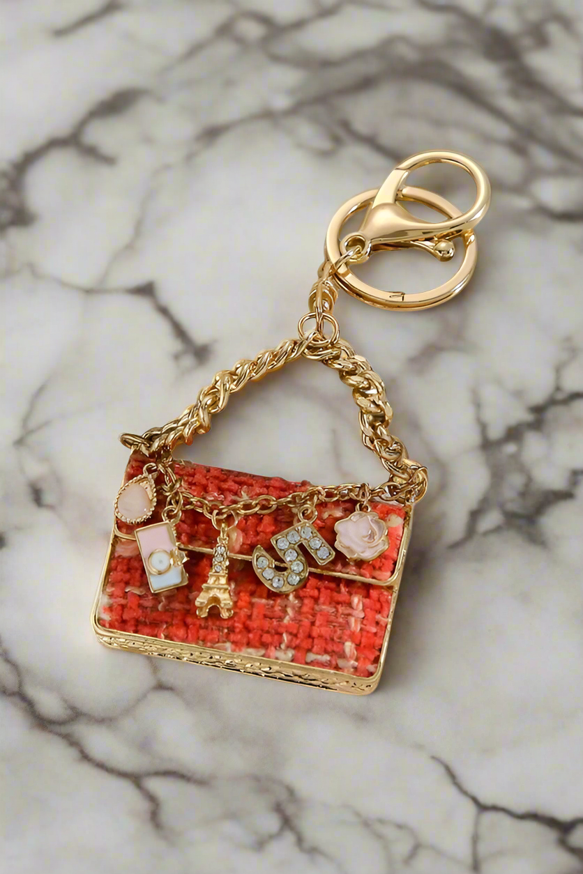 ETA 1/24 - Red Tweed Handbag Purse Charm